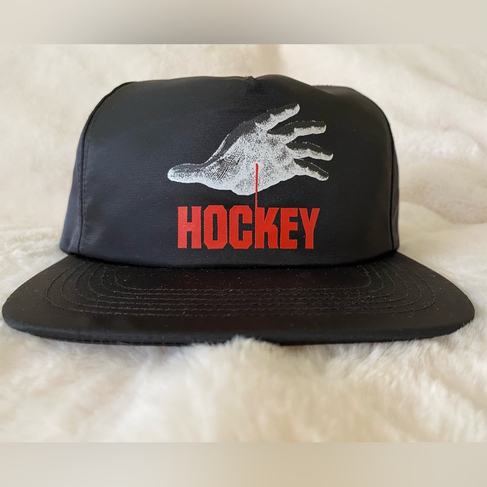 Hockey Skateboards Side Two 5 panel snapback hat.